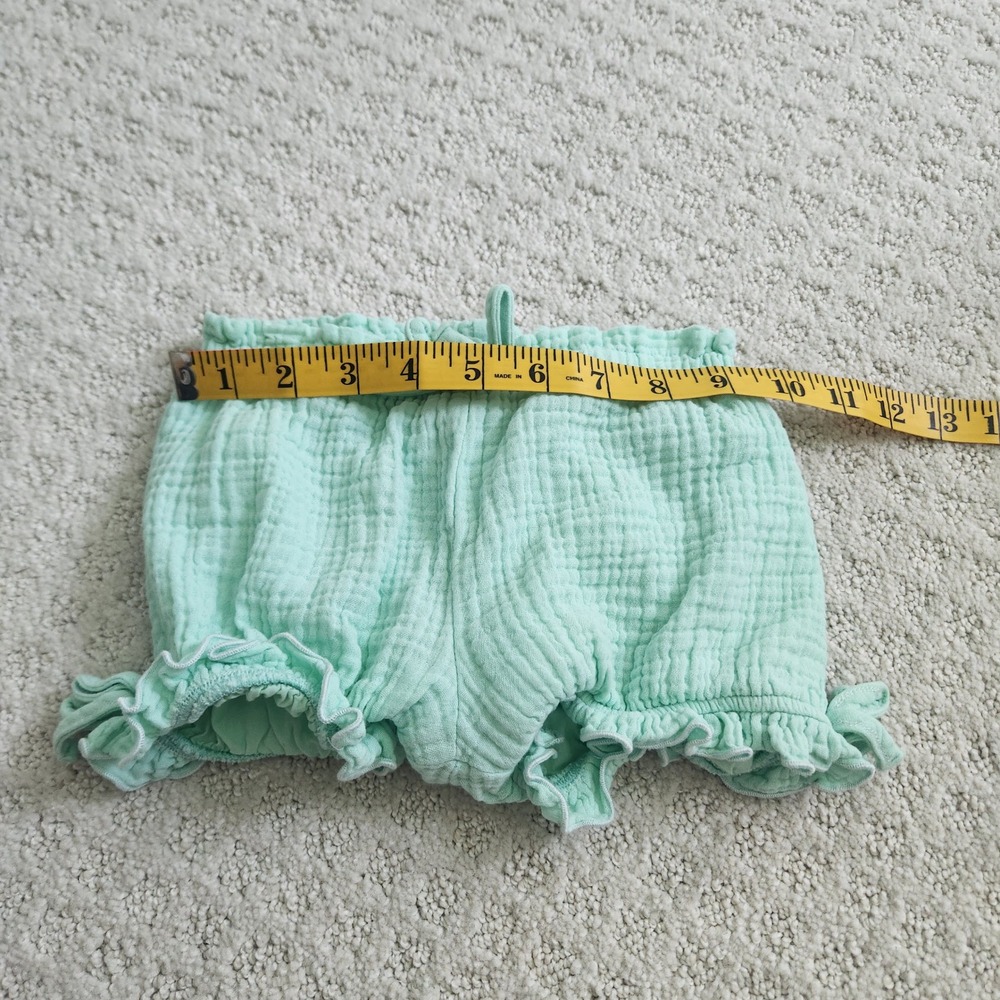Toddler Girls Mint Green Gauze Cotton Ruffle Bloomer Shorts size 3T - Picture 7 of 8